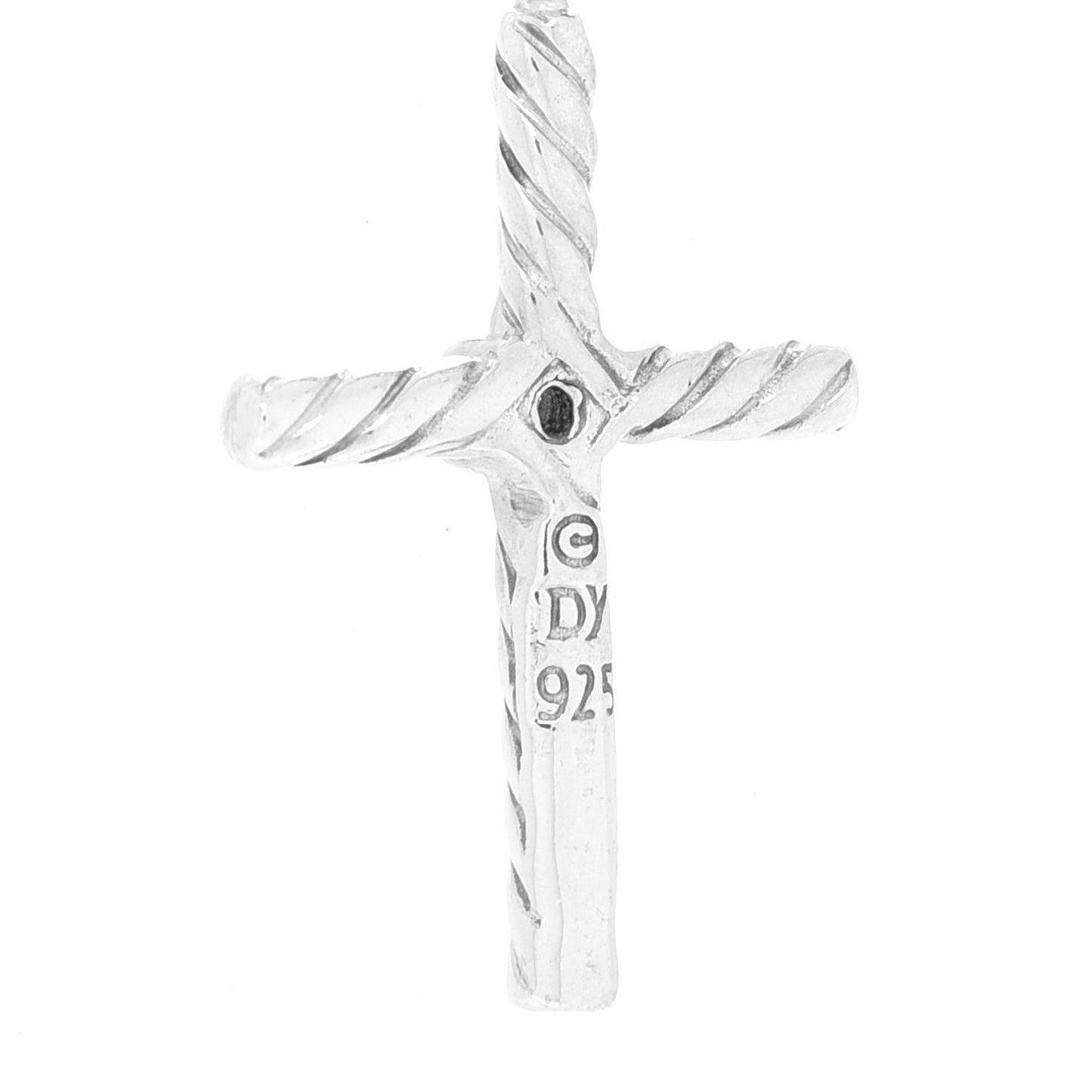 Sterling Silver Diamond Cable Classics Cross Necklace