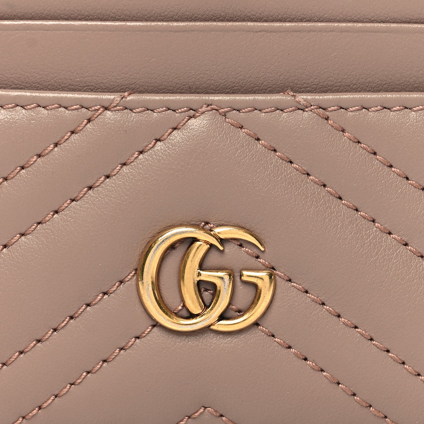 Calfskin Matelasse GG Marmont Key Case Card Holder Porcelain Rose