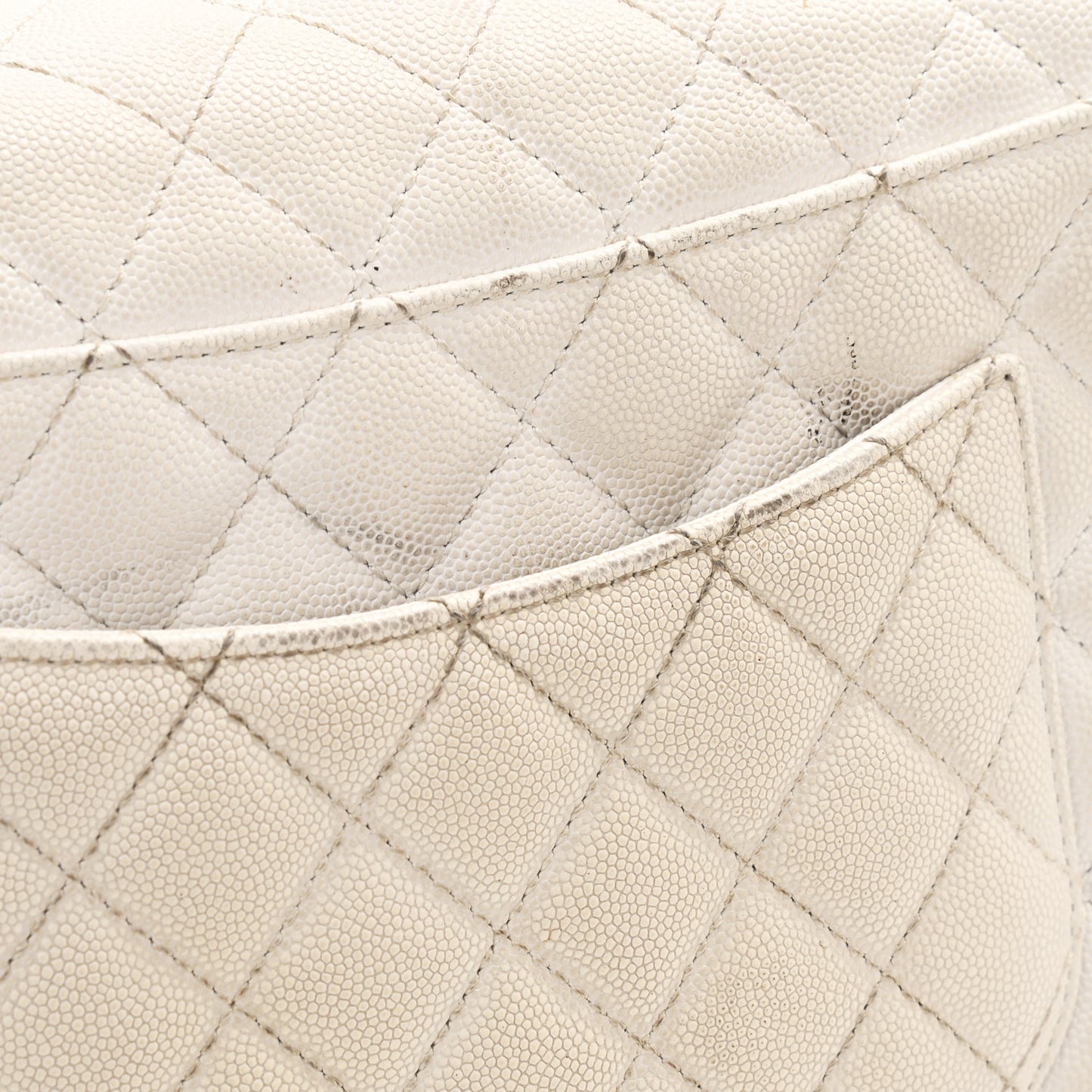 Caviar Quilted Small Coco Handle Flap White