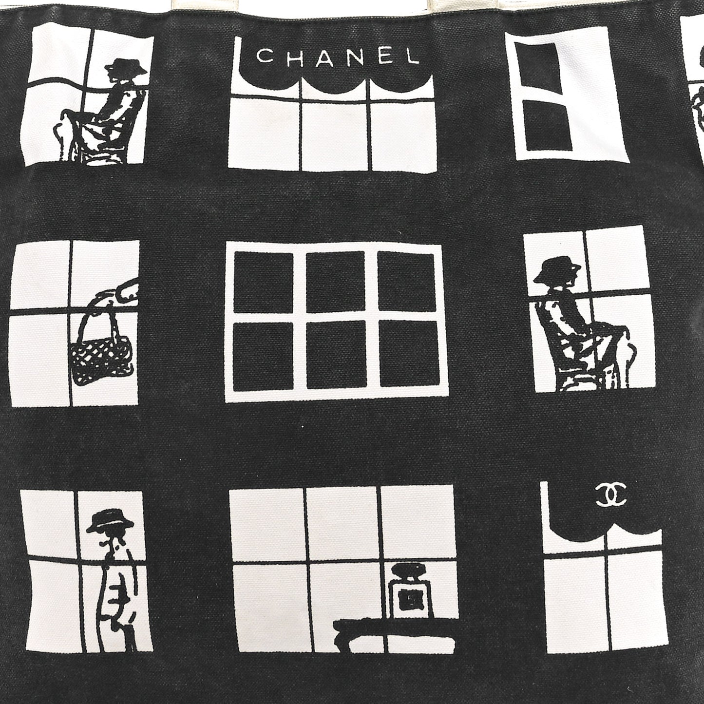 Canvas Coco Window Tote Black White
