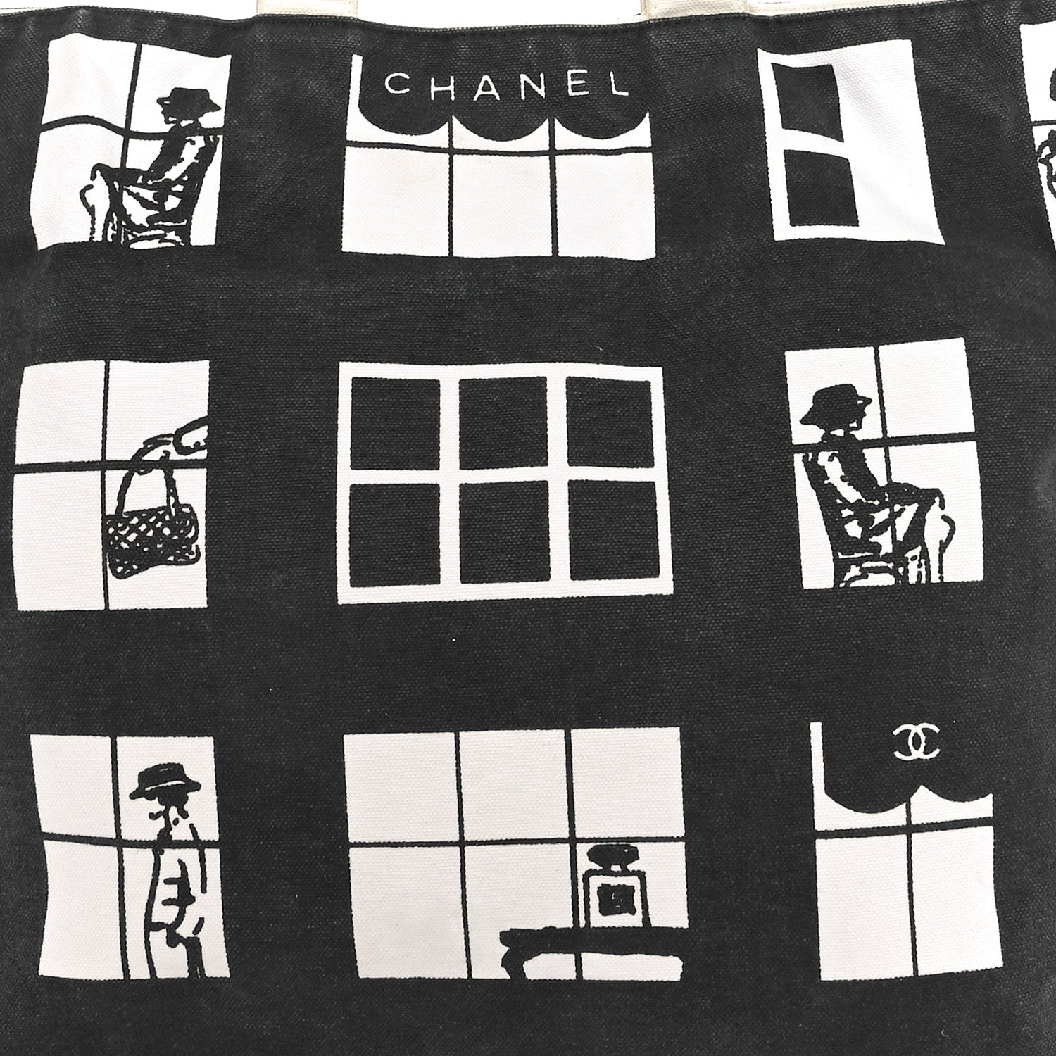Chanel Canvas Coco Window Tote Black White 8 of 11