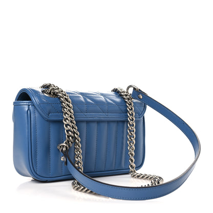 Gucci Calfskin Matelasse Aria Mini GG Marmont Shoulder Bag Clear Blue 3 of 8