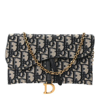Christian Dior Oblique Saddle Chain Long Wallet Blue 3 of 10