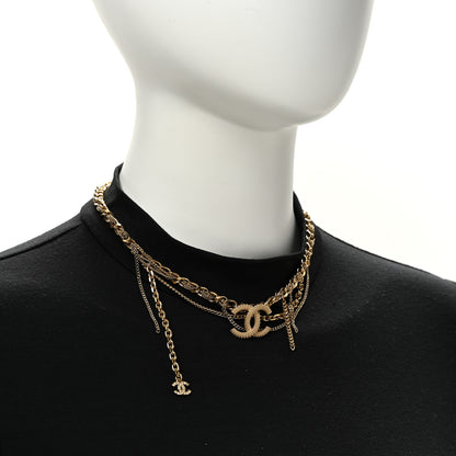 Chanel Metal Chain Link CC Multi Strand Choker Necklace Gold 2 of 5