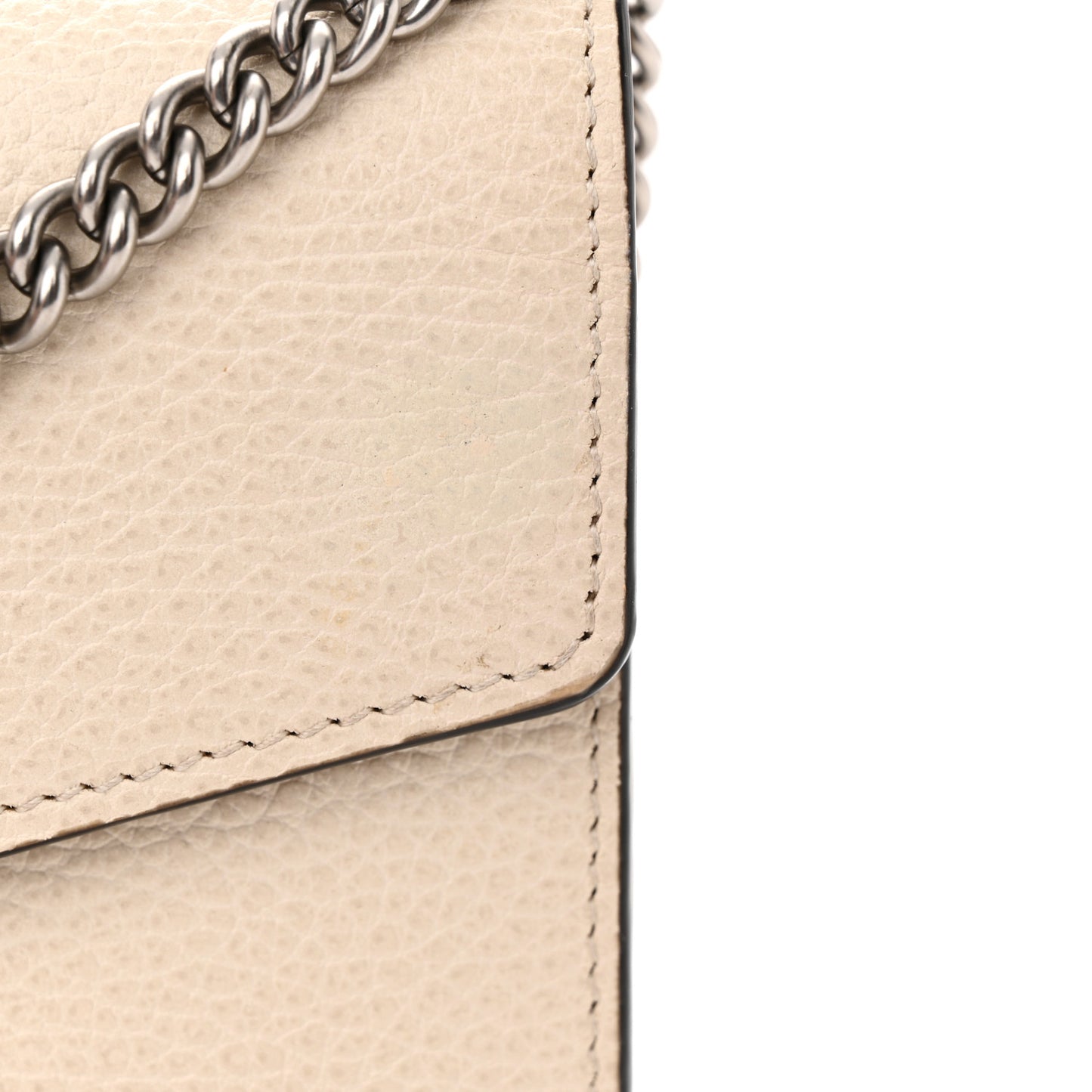 Dollar Calfskin Mini Dionysus Chain Wallet Mystic White