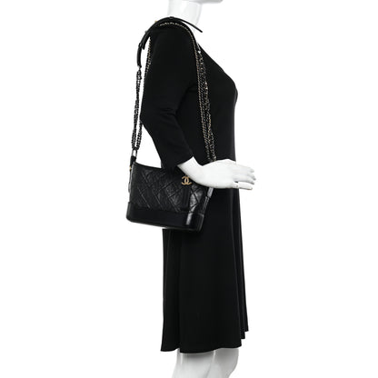 Chanel Aged Calfskin Quilted Small Gabrielle Hobo Black 2 of 14