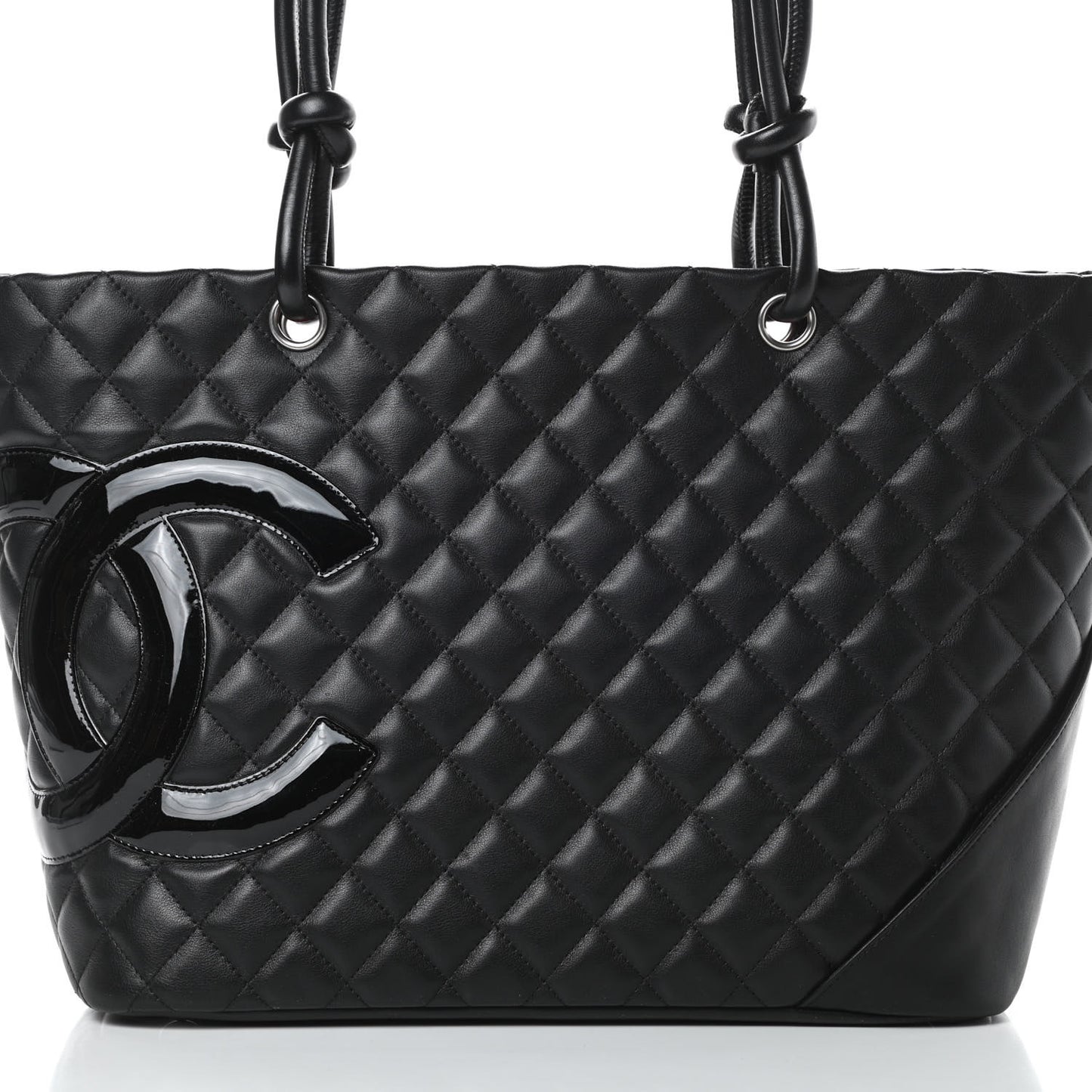 Calfskin Quilted Large Cambon Tote Black