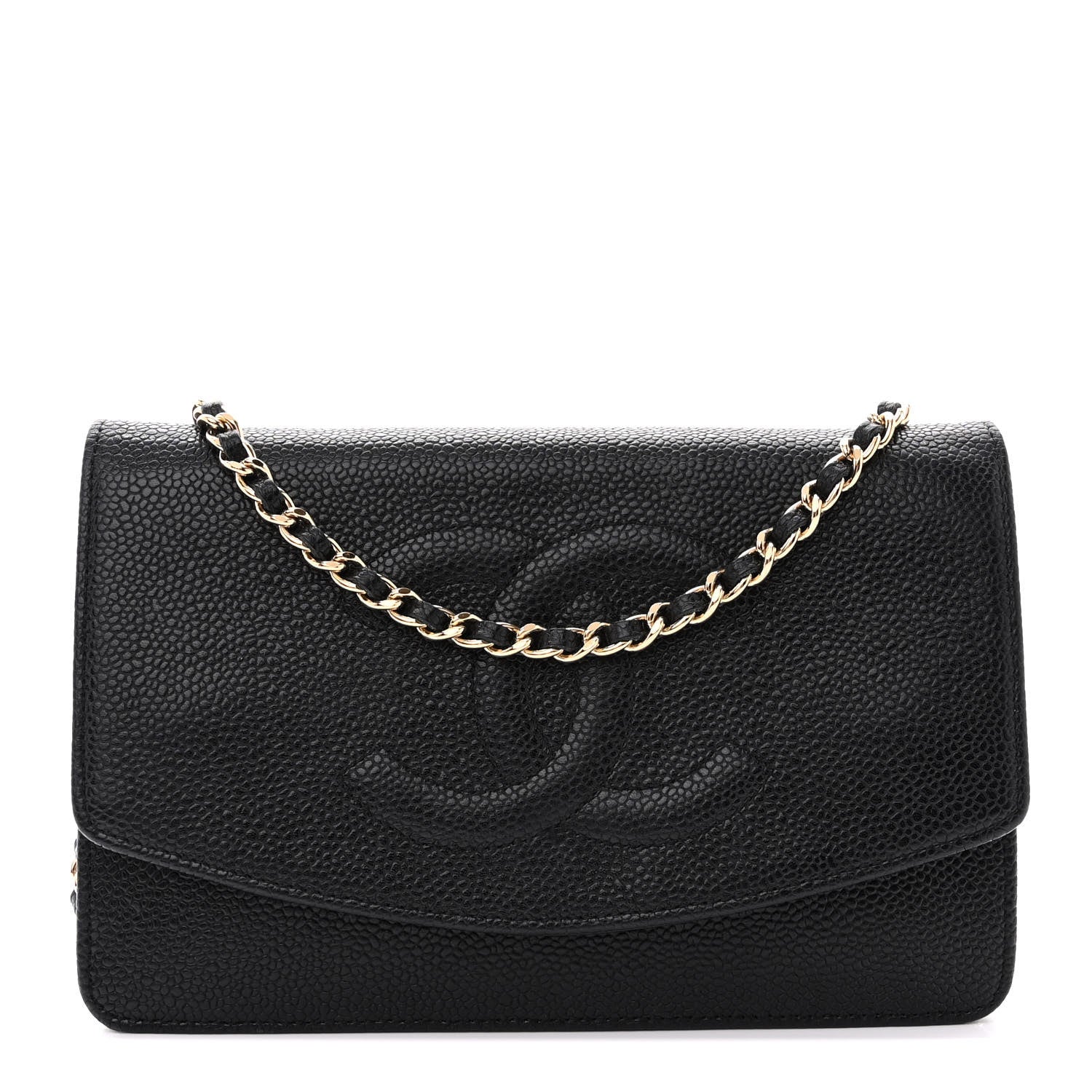 Chanel Caviar Timeless CC Wallet On Chain WOC Black 1 of 13