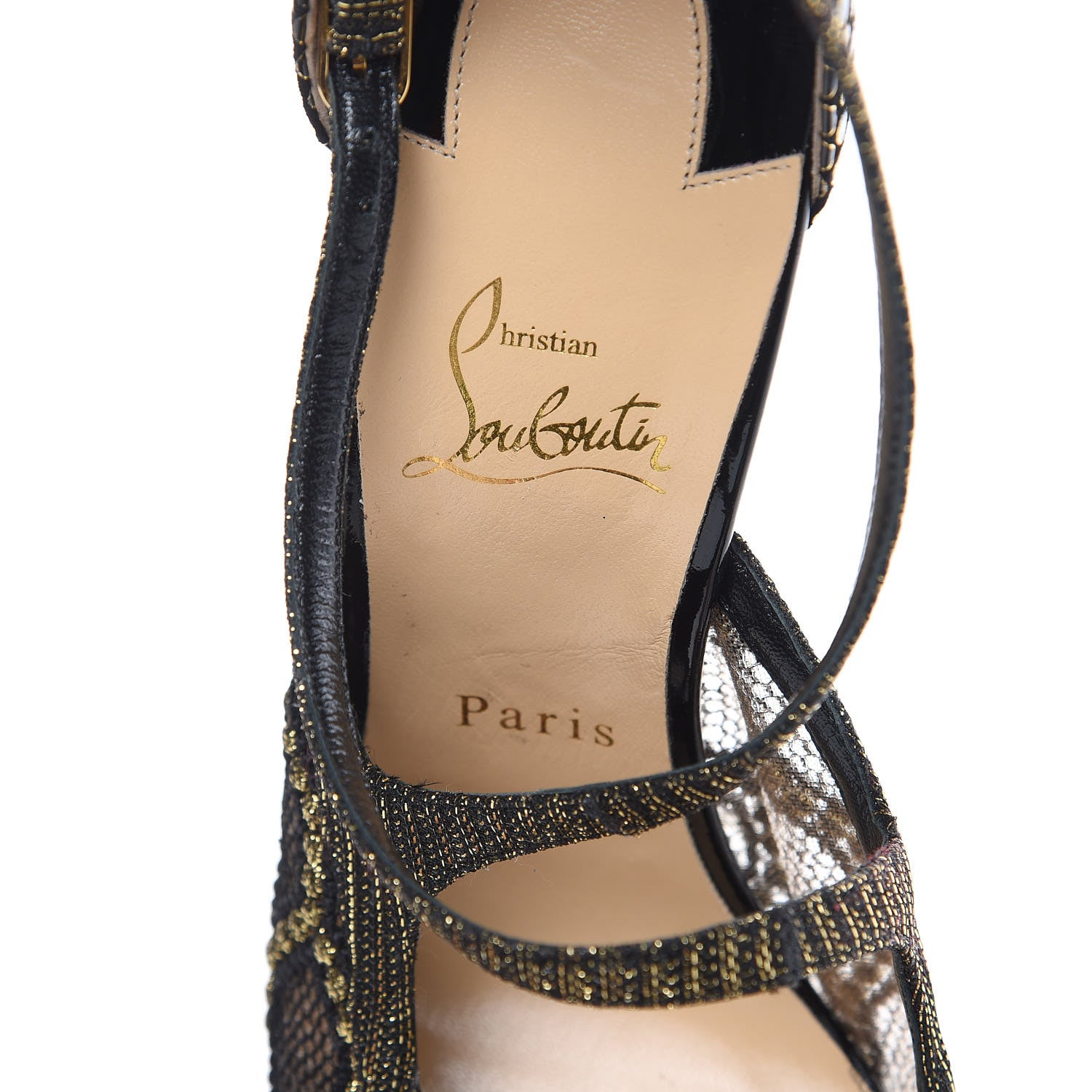 Christian Louboutin Lace Twistissima 100 Pumps 41 Black Gold 7 of 11
