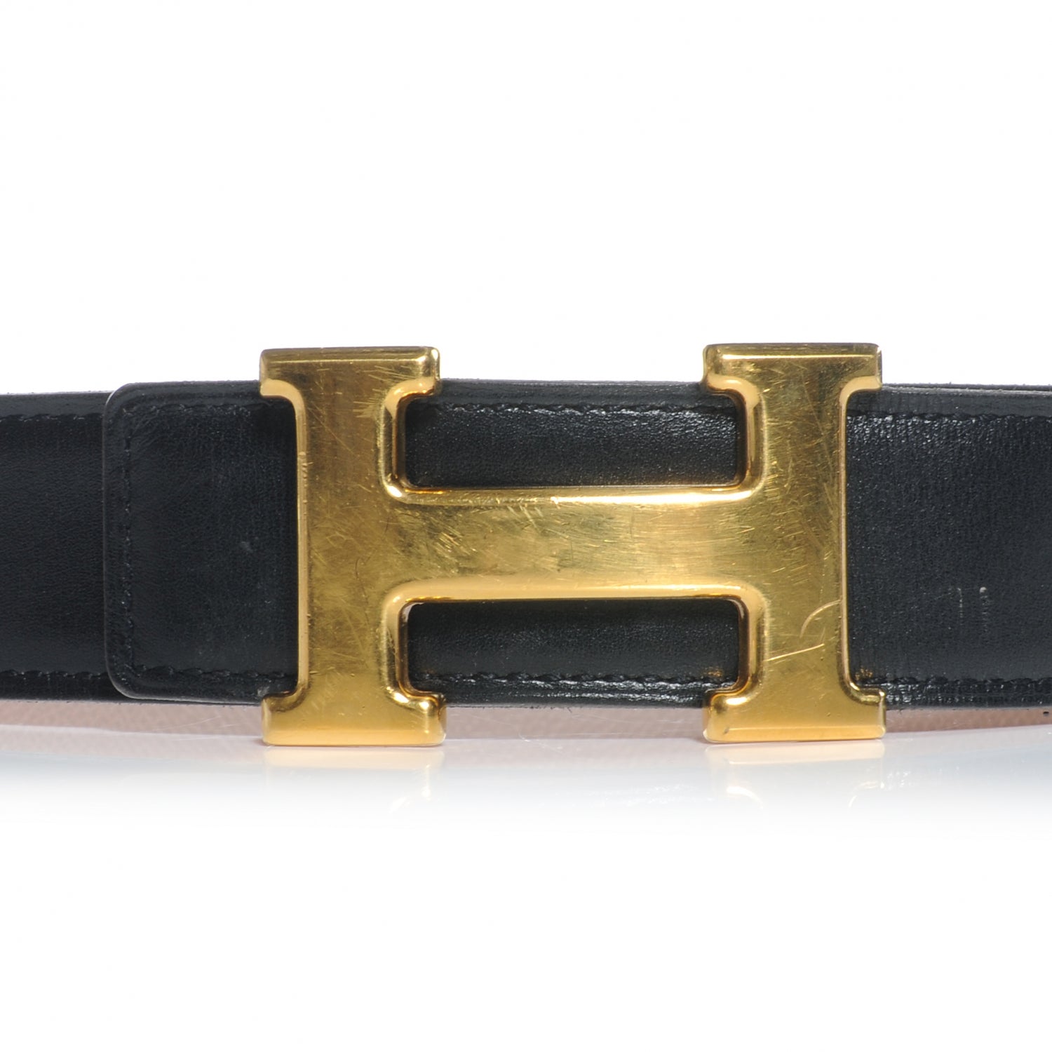 Hermes Box Courchevel Reversible Constance 32mm H Belt Noir Gold 70 3 of 6