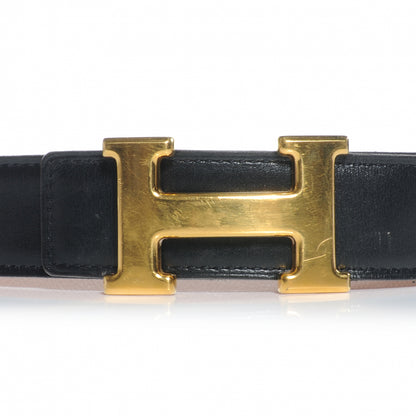 Hermes Box Courchevel Reversible Constance 32mm H Belt Noir Gold 70 3 of 6