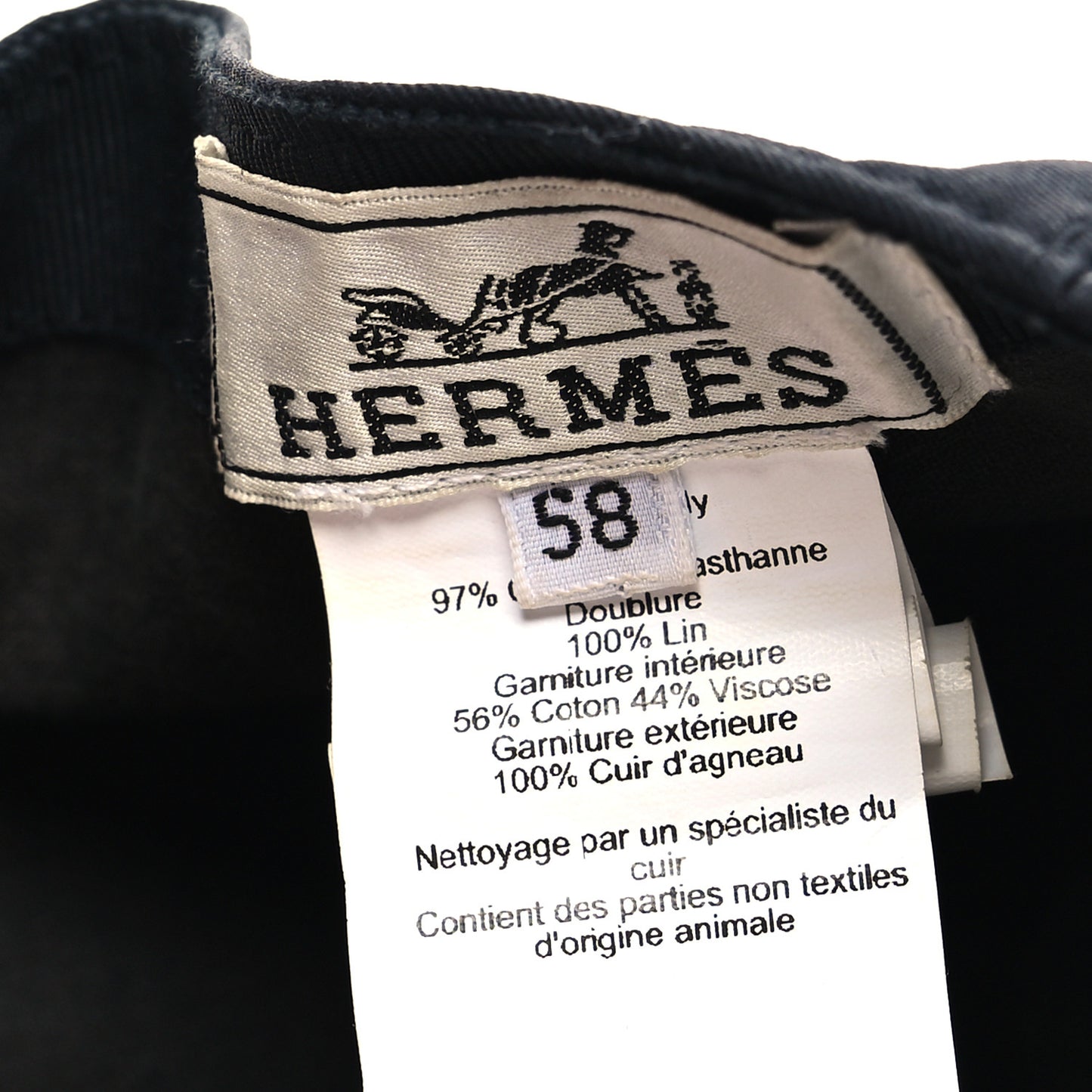Stretch Cotton Lambskin Nevada Puzzle Equestre Hat 58 Black
