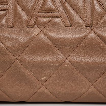 Chanel Caviar Patent Quilted Large Bowler Bag Beige Black 20 of 27