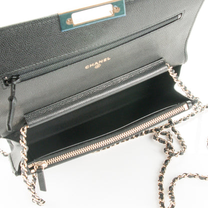 Chanel Caviar Quilted Golden Class Wallet On Chain WOC Black 5 of 8