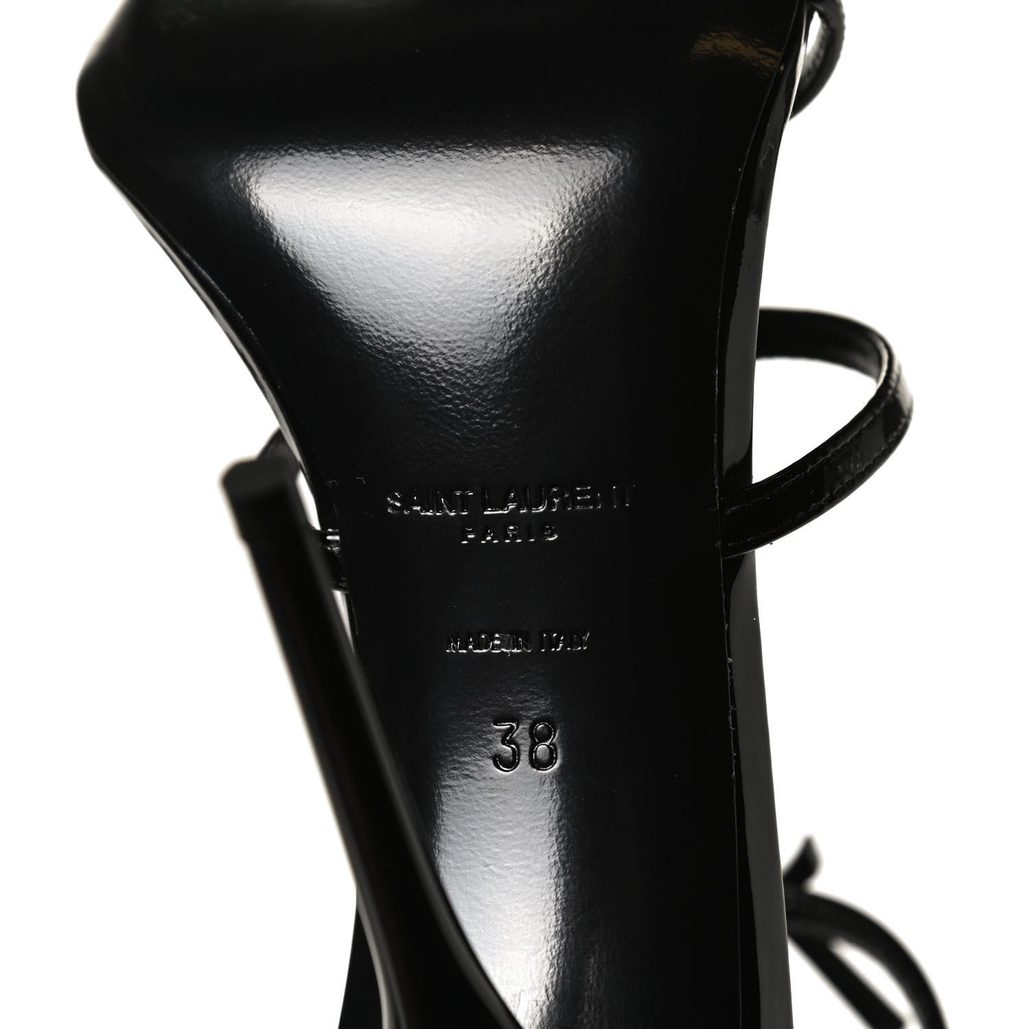 Saint Laurent Patent Cassandra 100 Ankle Strap Sandals 38 Black 8 of 11