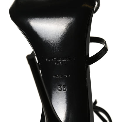 Saint Laurent Patent Cassandra 100 Ankle Strap Sandals 38 Black 8 of 11