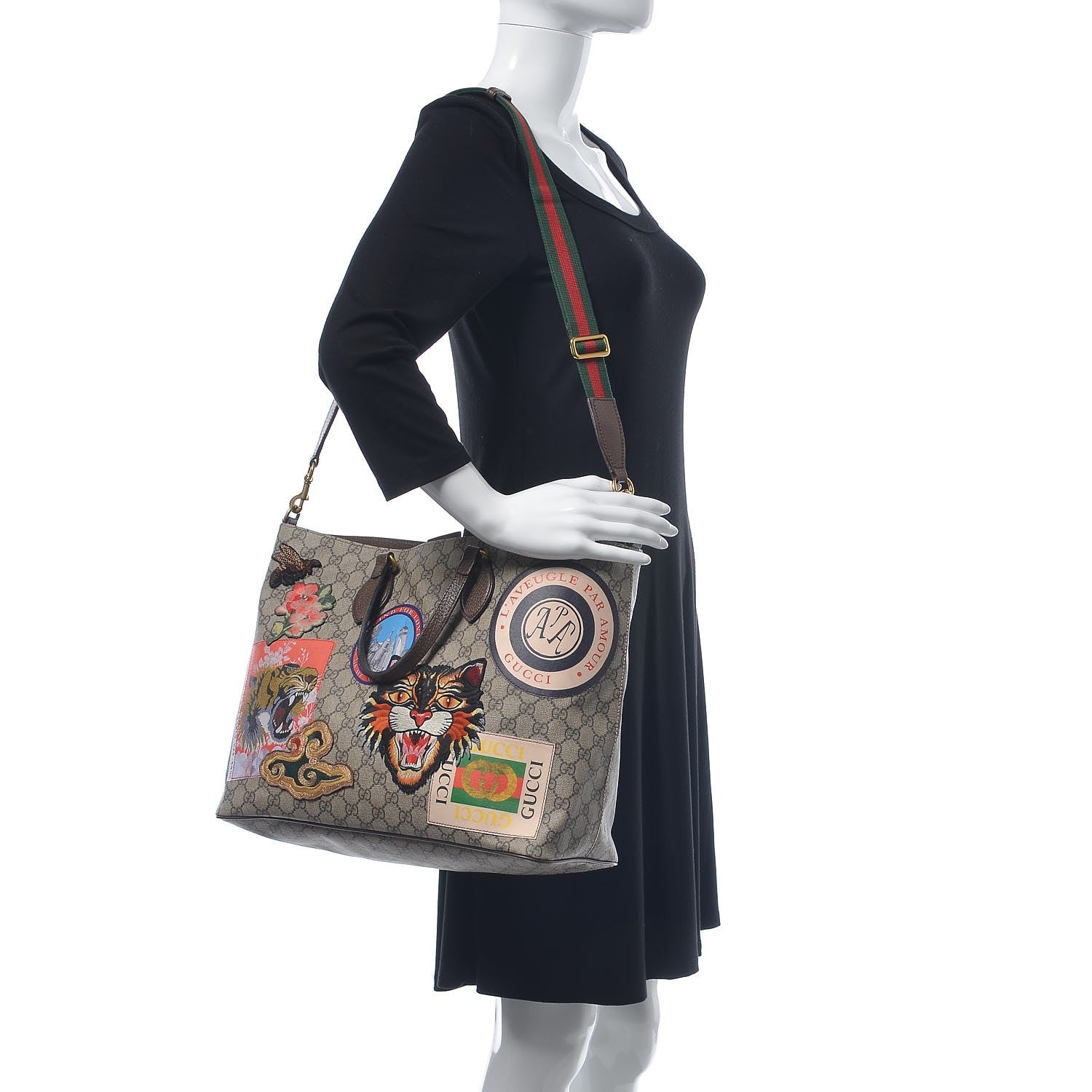 Gucci Soft GG Supreme Monogram Courrier Medium Crossbody Tote Beige New Acero 2 of 9