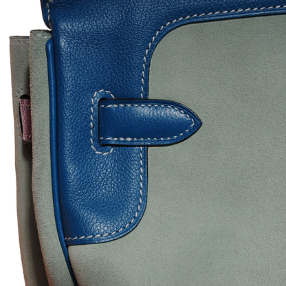 Hermes Veau Doblis Evergrain Grizzly Birkin 35 Bleu de Galice Ciel 14 of 26