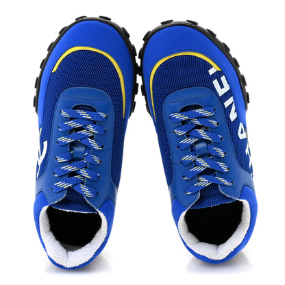 Chanel Calfskin Mesh Lycra Womens Logo Sneakers 37.5 Royal Blue 2 of 9