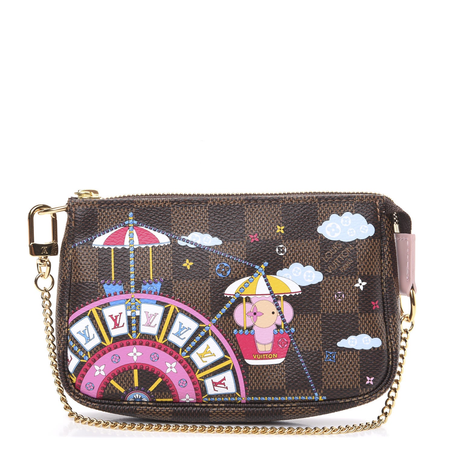 Louis Vuitton Damier Ebene 2020 Christmas Animation Big Wheel Mini Pochette Accessories Rose Ballerine 1 of 8