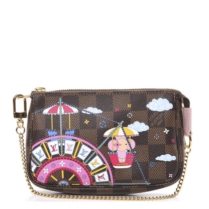 Louis Vuitton Damier Ebene 2020 Christmas Animation Big Wheel Mini Pochette Accessories Rose Ballerine 1 of 8