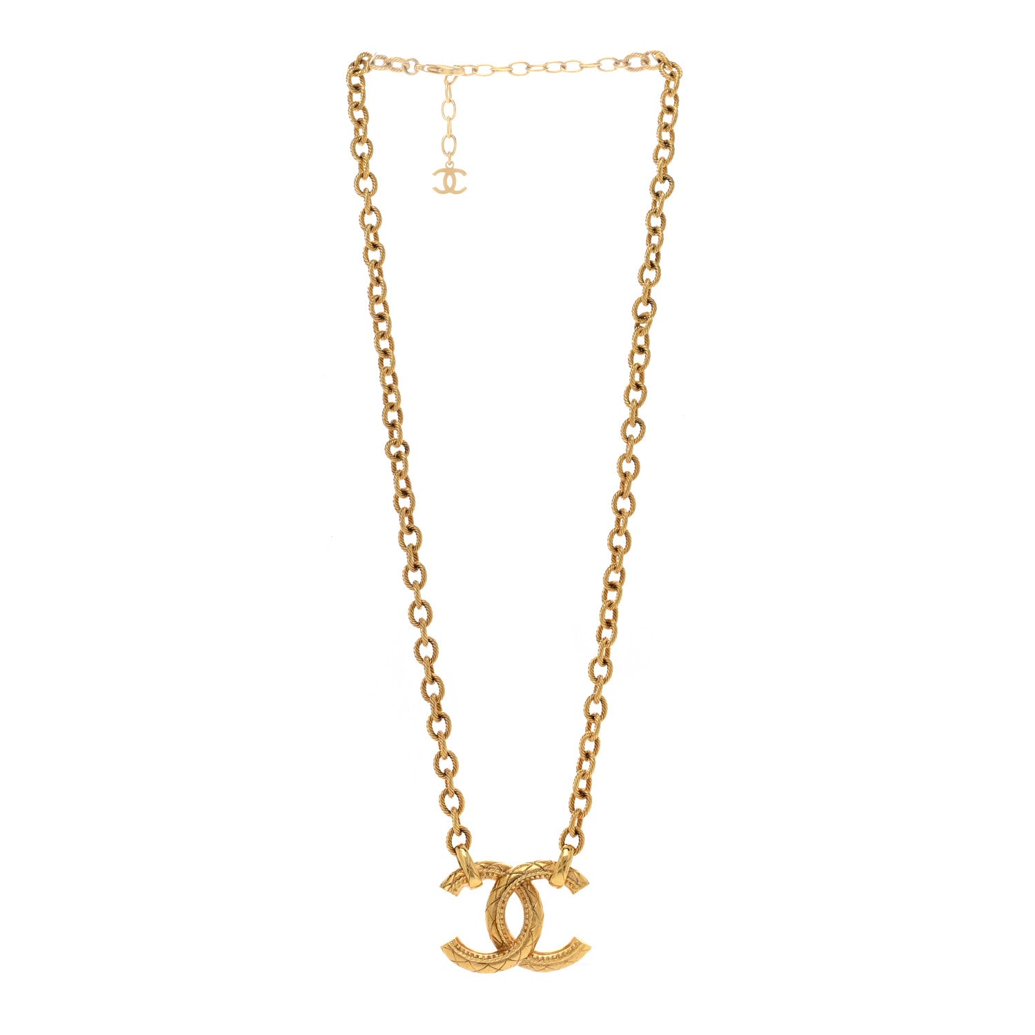Chanel Metal Quilted CC Necklace Gold 3 of 4