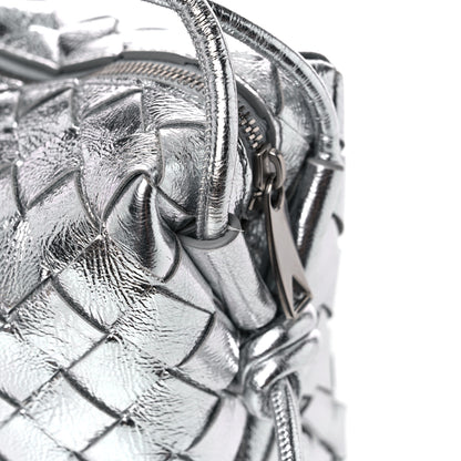 Bottega Veneta Metallic Calfskin Intrecciato Mini Loop Camera Bag Silver 10 of 10