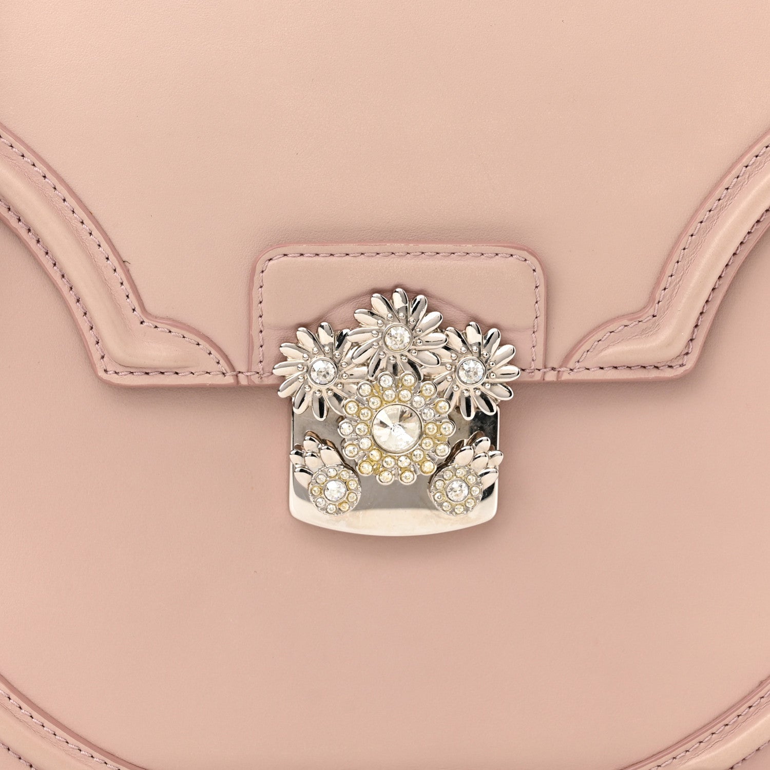 Alexander McQueen Calfskin Crystal Chain Flower Satchel Pink 7 of 12