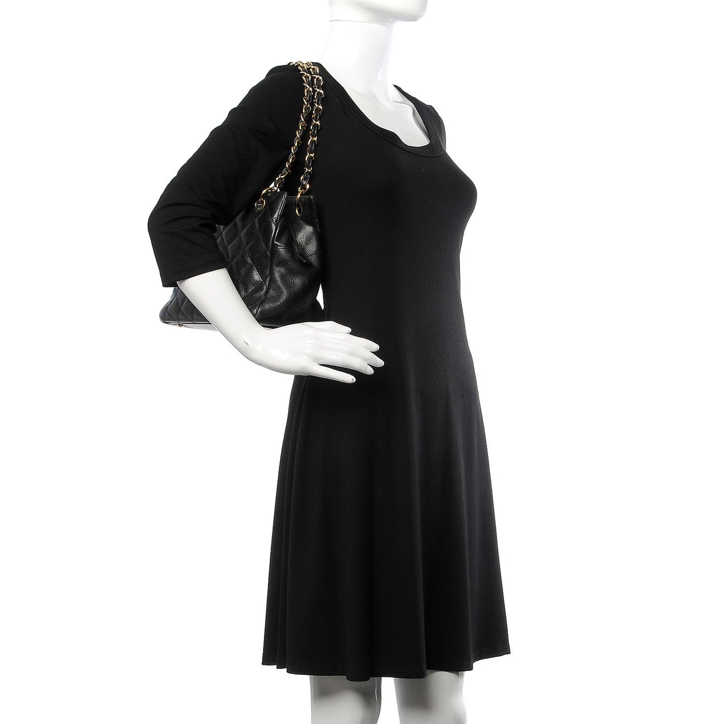 Caviar Quilted Petit Timeless Tote PTT Black