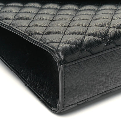 Saint Laurent Grain De Poudre Textured Mixed Matelasse Large Triquilt Monogram Satchel Black 6 of 7