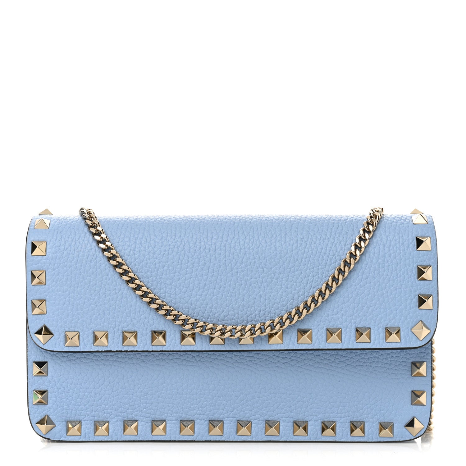 Valentino Garavani Grainy Calfskin Rockstud Chain Pouch Popeline Blue 1 of 13