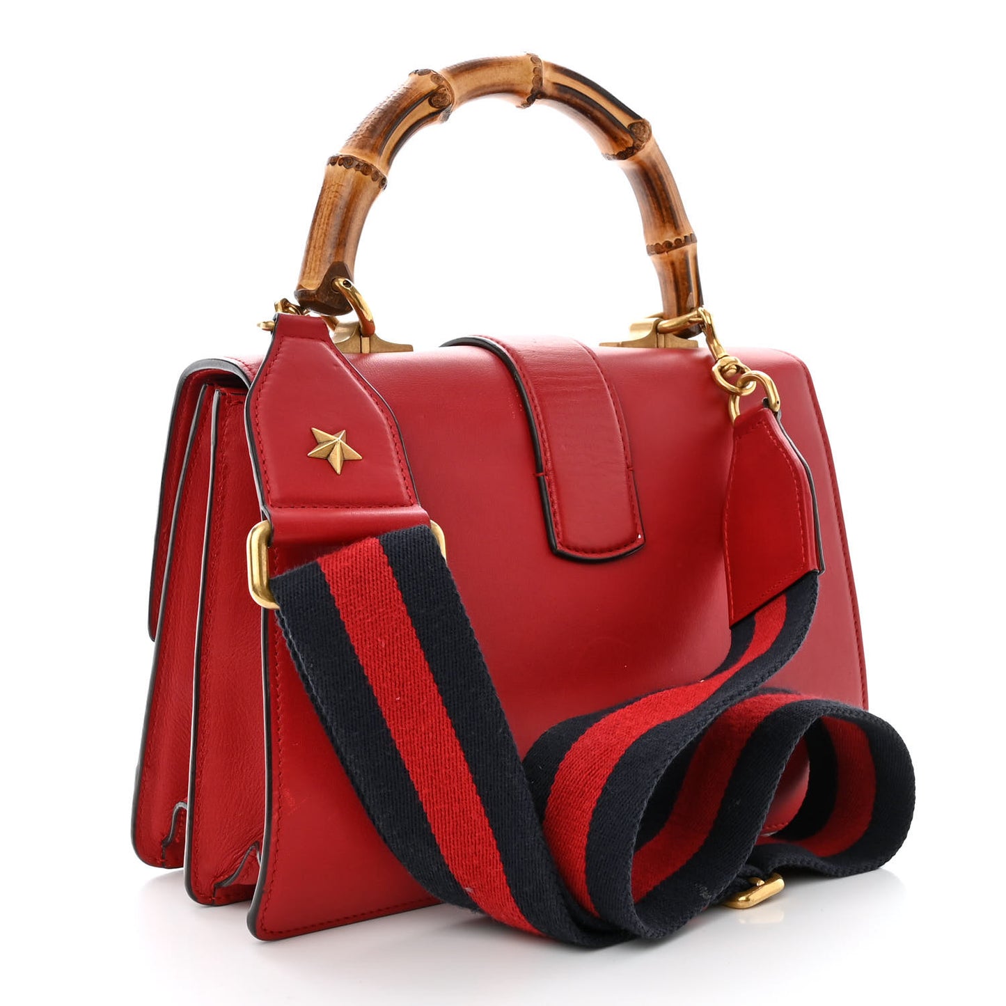 Calfskin Bamboo Web Medium Dionysus Top Handle Bag Red White Blue
