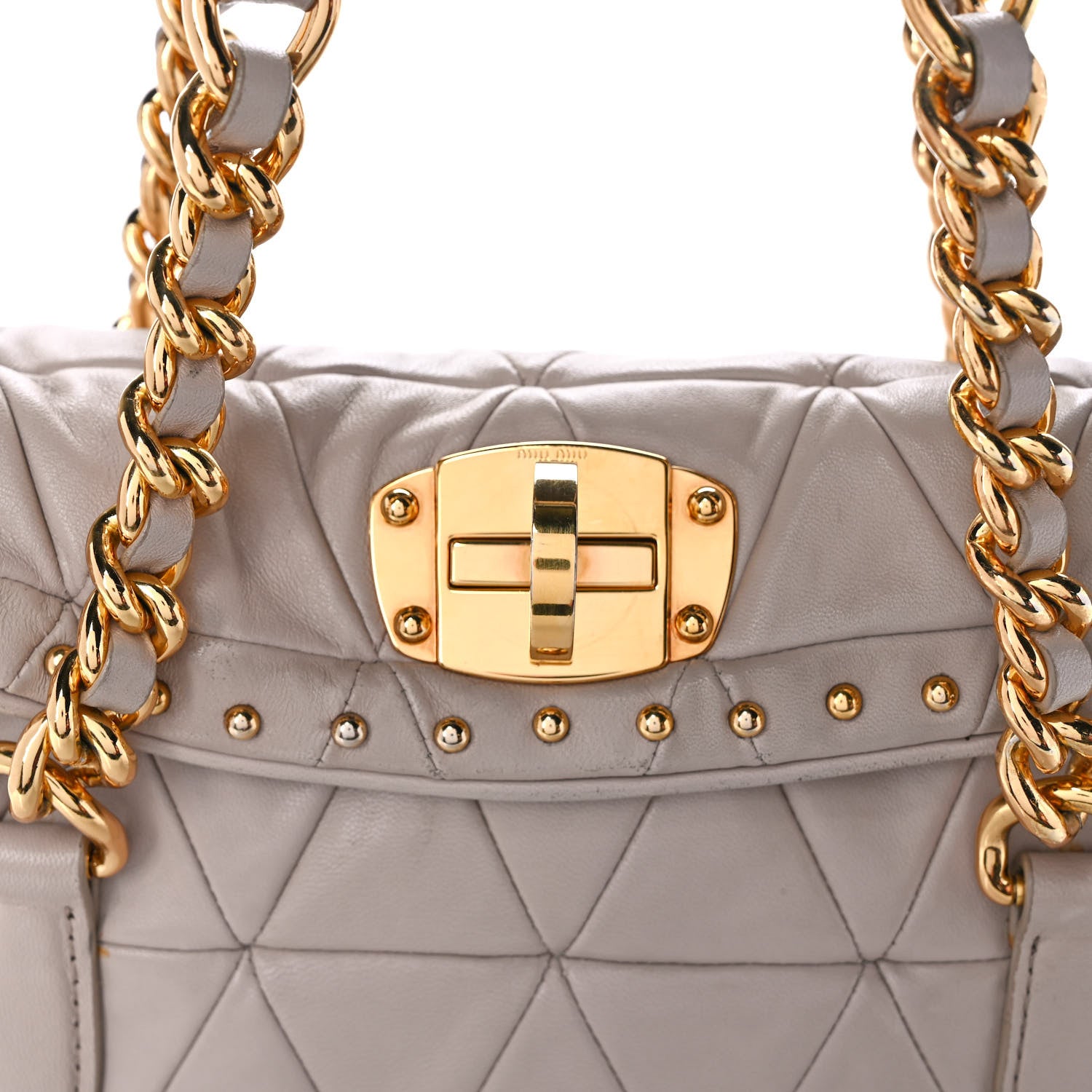 Miu Miu Nappa Quilted Studded Shoulder Bag Calce 6 of 9