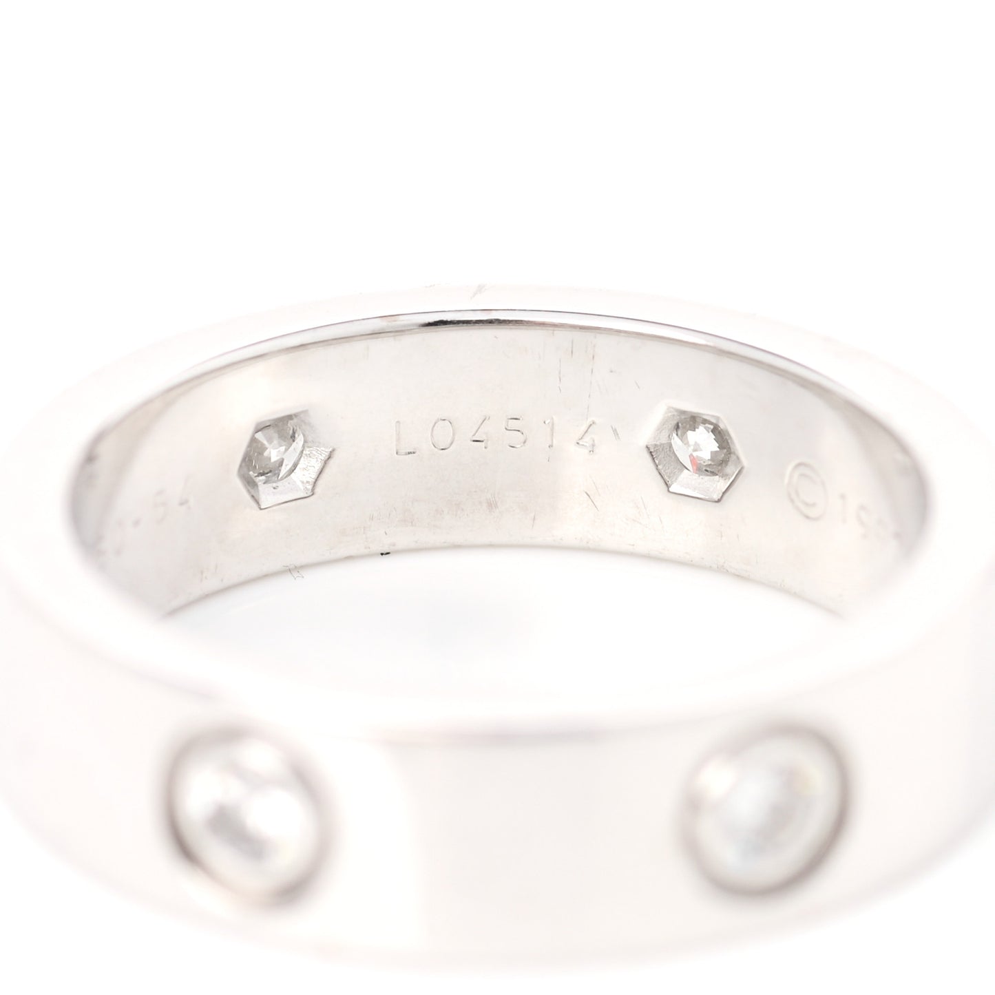 18K White Gold 6 Diamond 5.5mm LOVE Ring 54 7