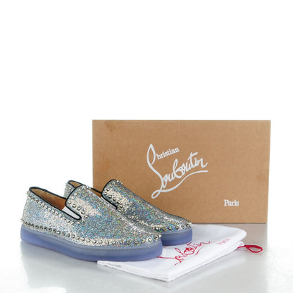 Christian Louboutin Mens Glitter Disco Ball Pik Boat Flat 42 Multicolor Silver 9 of 9