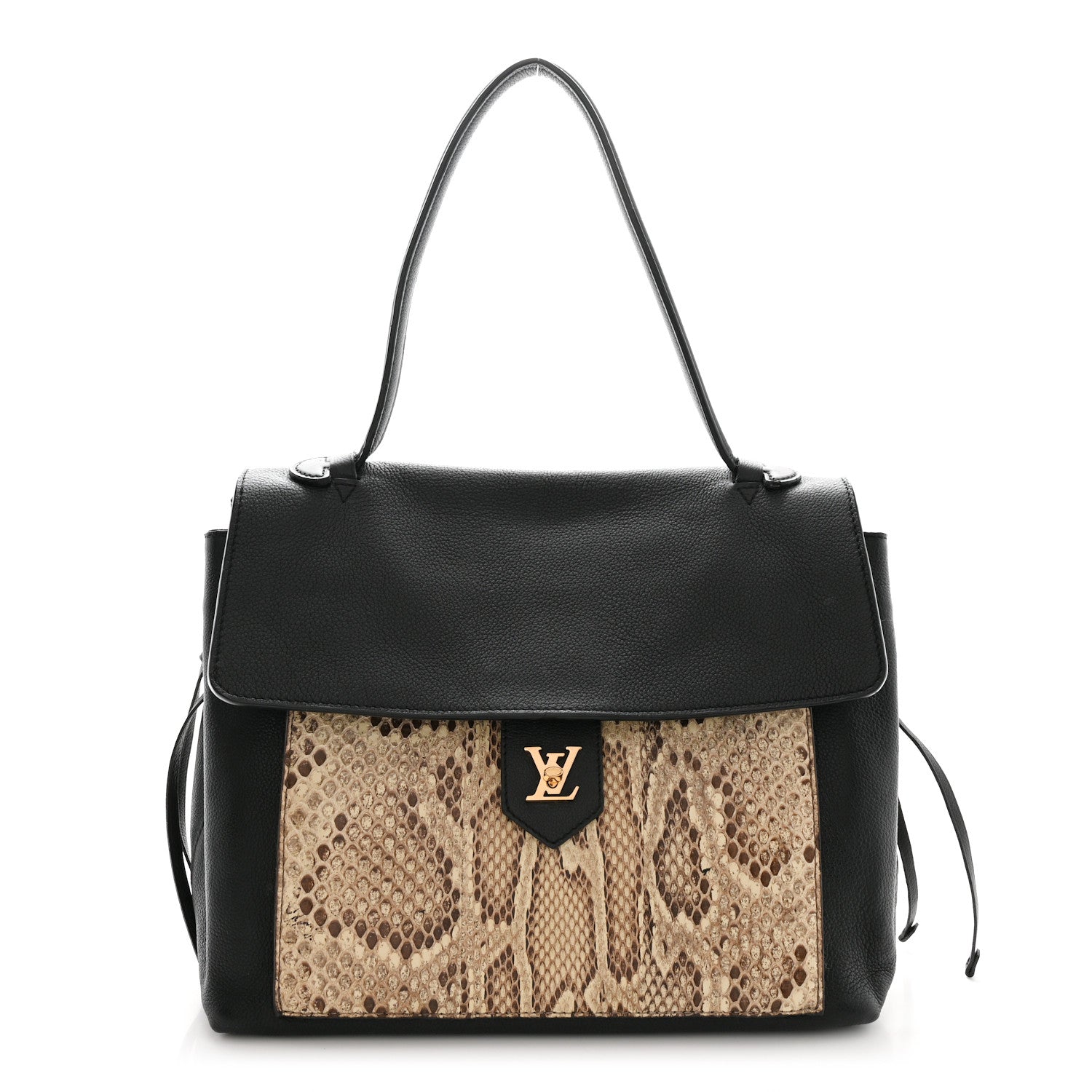 Louis Vuitton Calfskin Snakeskin Lockme MM Black 1 of 10
