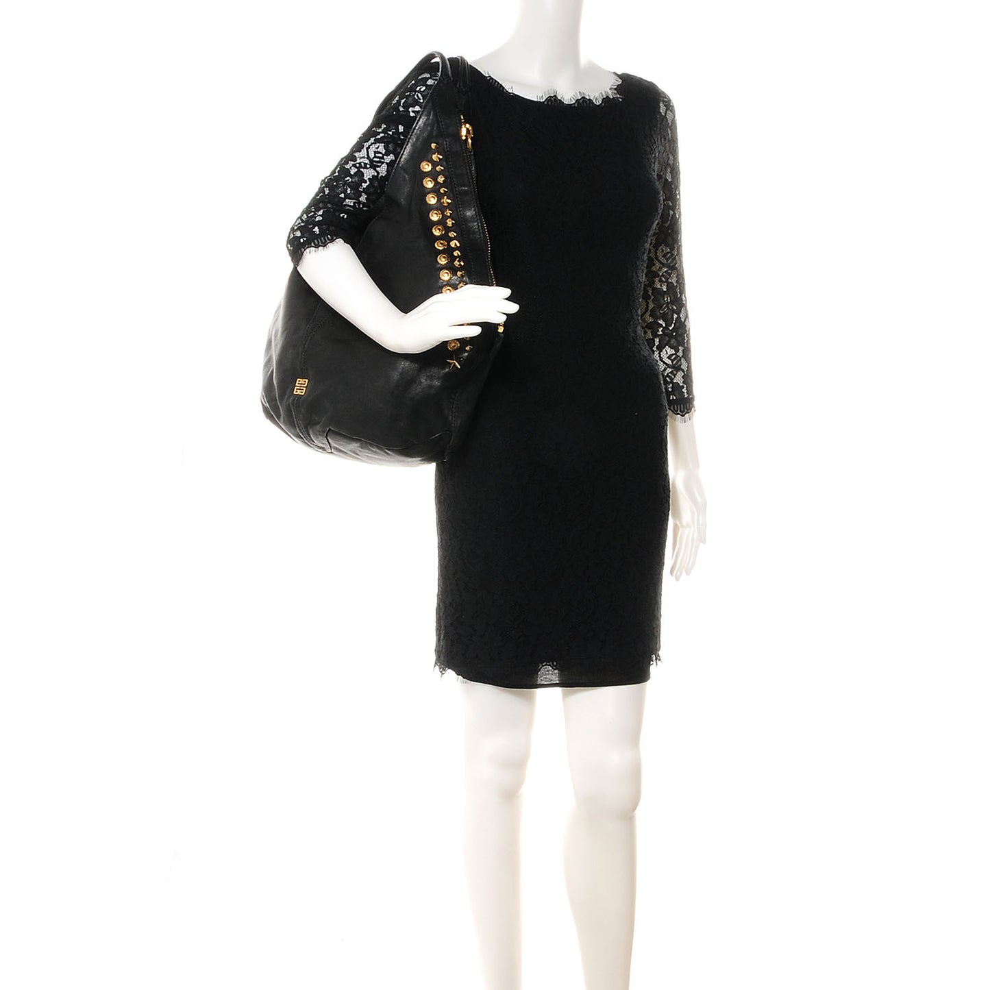Lambskin Studded Tinhan Hobo Black