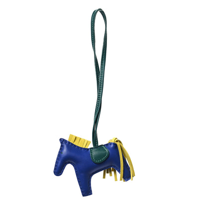 Hermes Milo Lambskin Grigri Rodeo Horse Bag Charm PM Bleu Electrique Lime Malachite 1 of 4