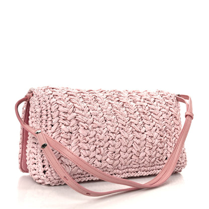 Miu Miu Raffia Crystal Flap Clutch Pink 2 of 8