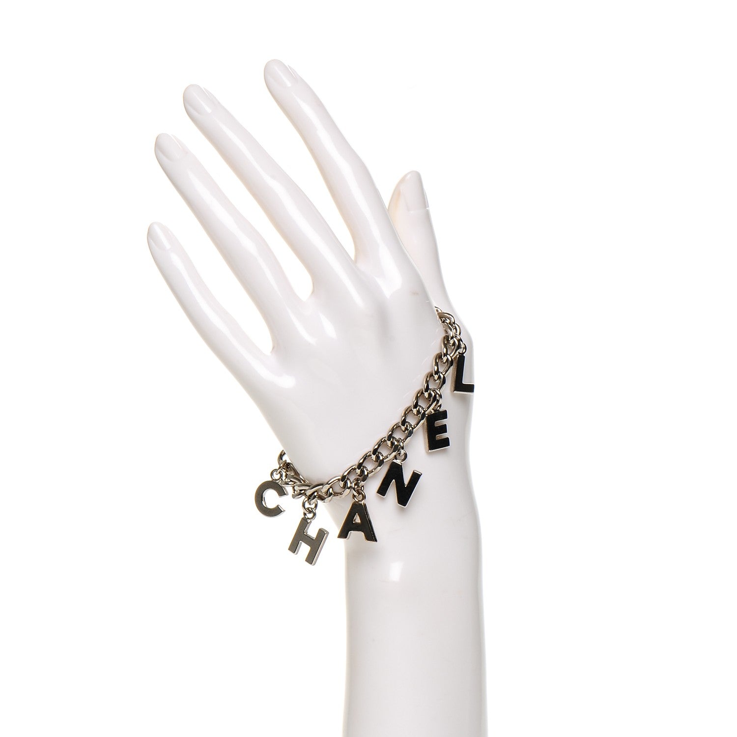 Chanel CC Logo Charms Bracelet Silver 2 of 4