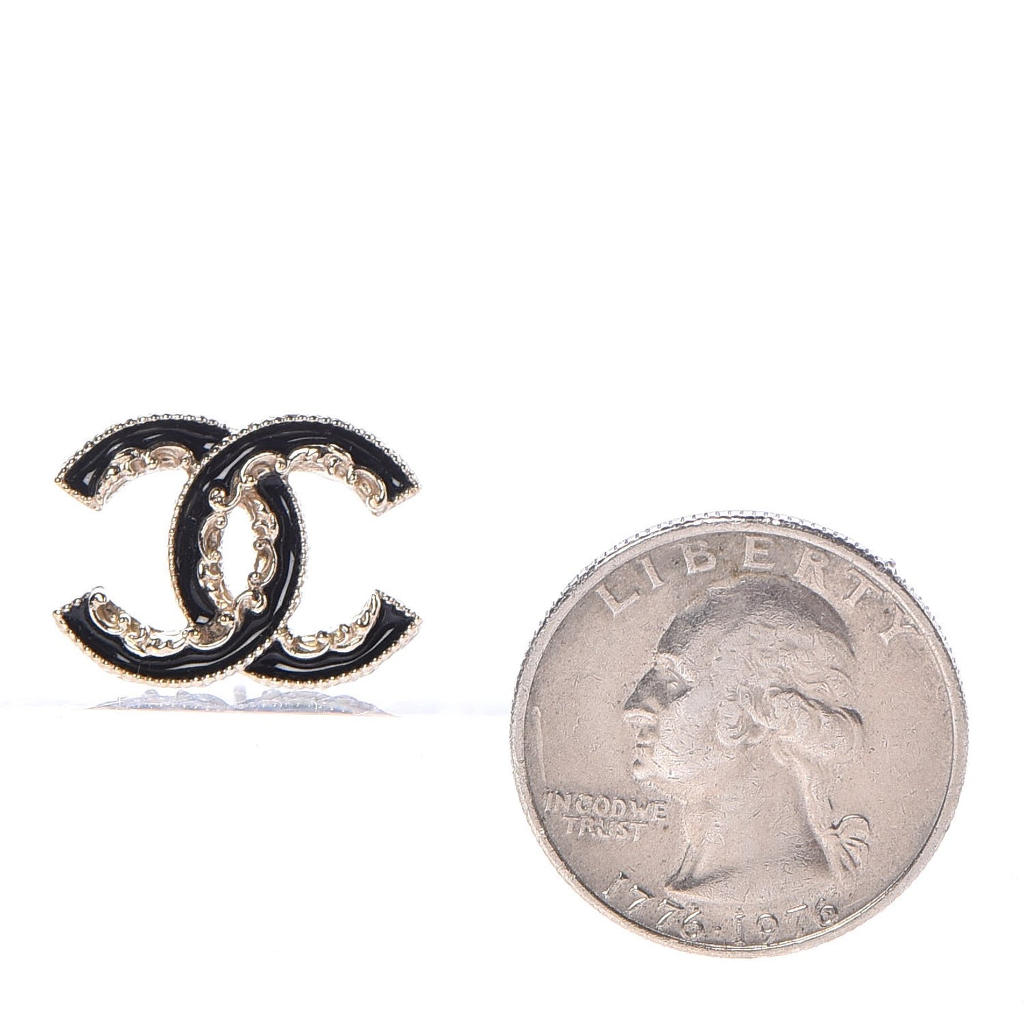 Enamel CC Baroque Earrings Black Gold