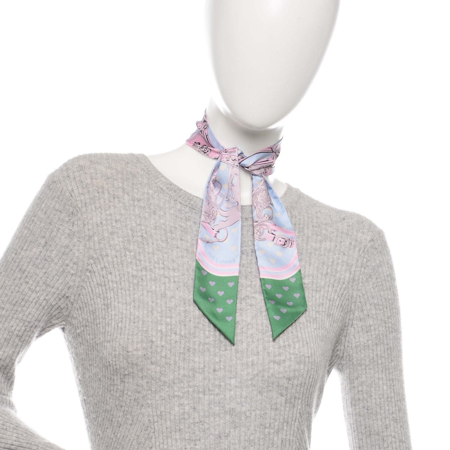 Hermes Silk Brides De Gala Love Twilly Bleu Ciel Parme Vert 2 of 6