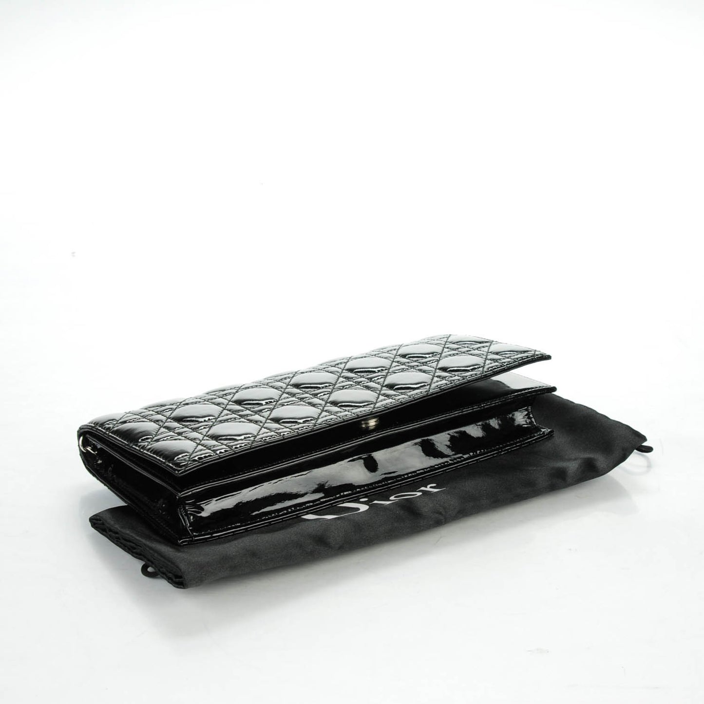Patent Cannage Lady Dior Convertible Clutch Black