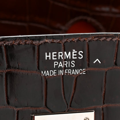Hermes Shiny Porosus Crocodile Birkin 35 Havane Orange 6 of 23