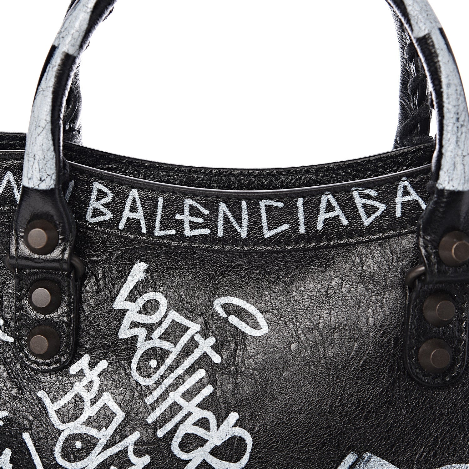 Balenciaga Agneau Classic Hardware Graffiti All Over S City Black 11 of 11