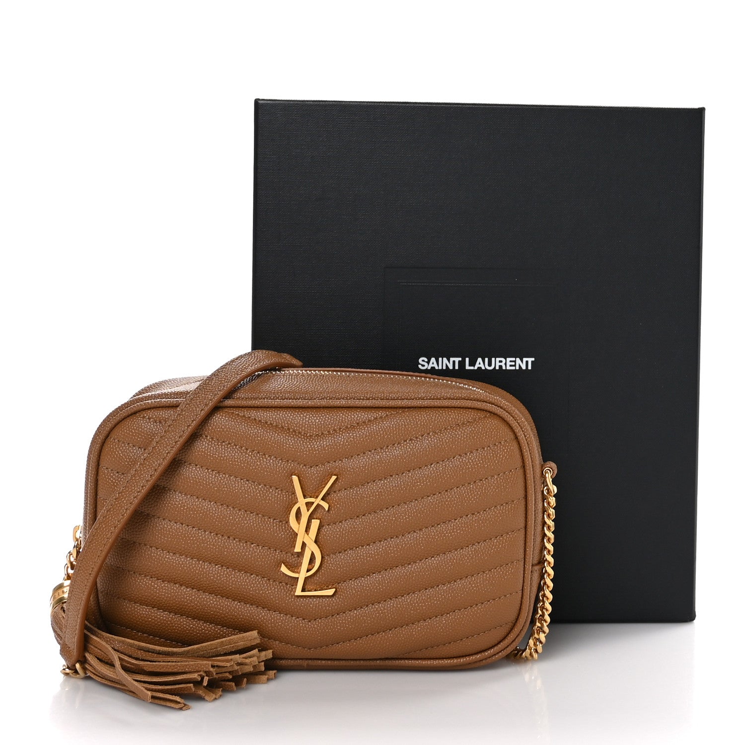 Saint Laurent Grain De Poudre Matelasse Monogram Mini Lou Camera Bag Dark Natural 10 of 10