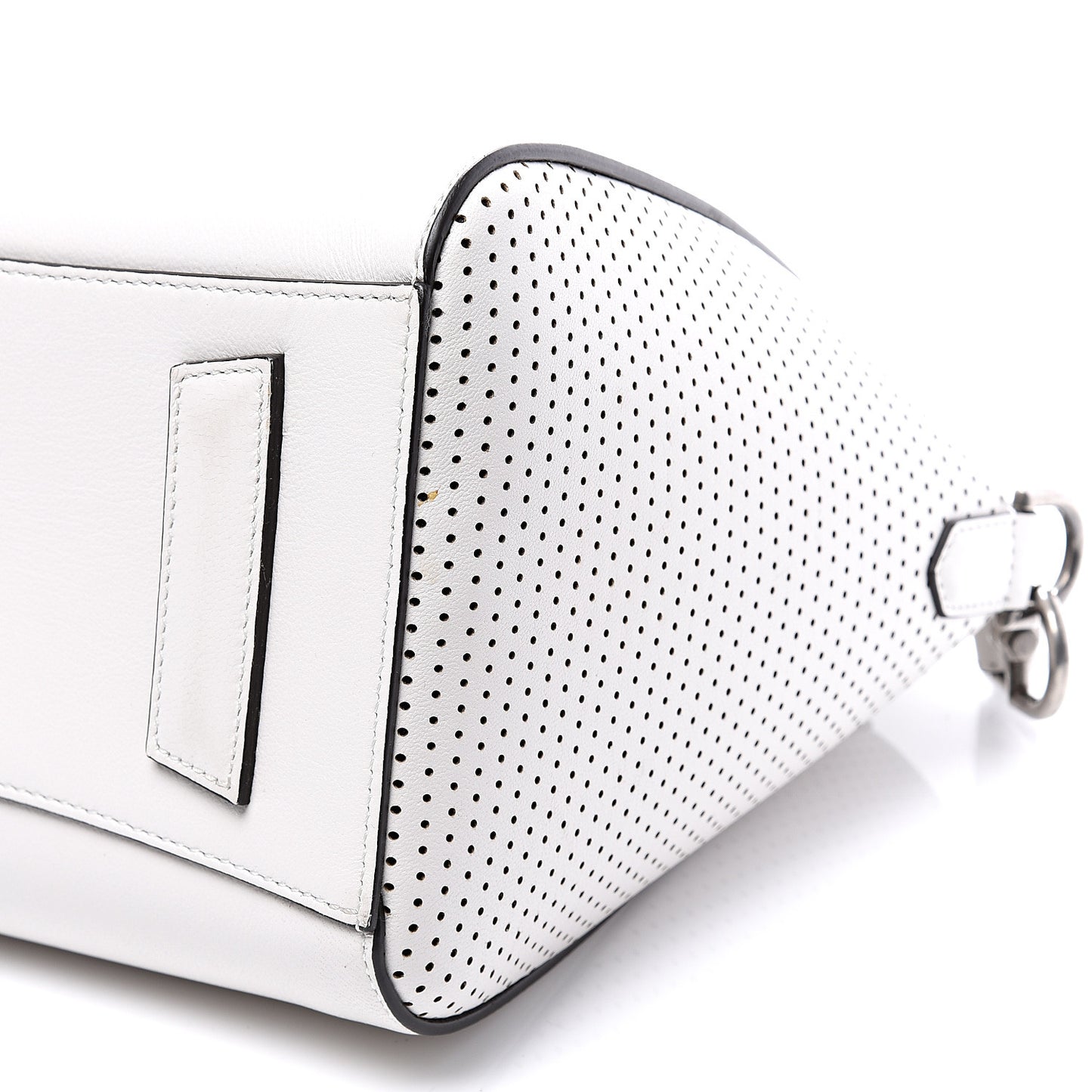 Lambskin Perforated Small Antigona White