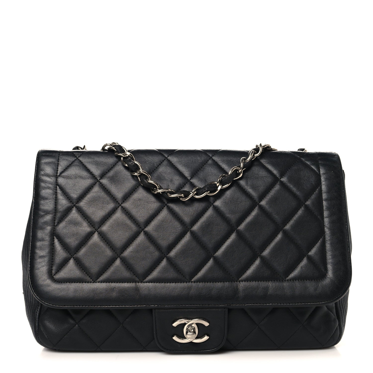 Chanel Lambskin Quilted Large Coco Rider Flap Black 1 of 11