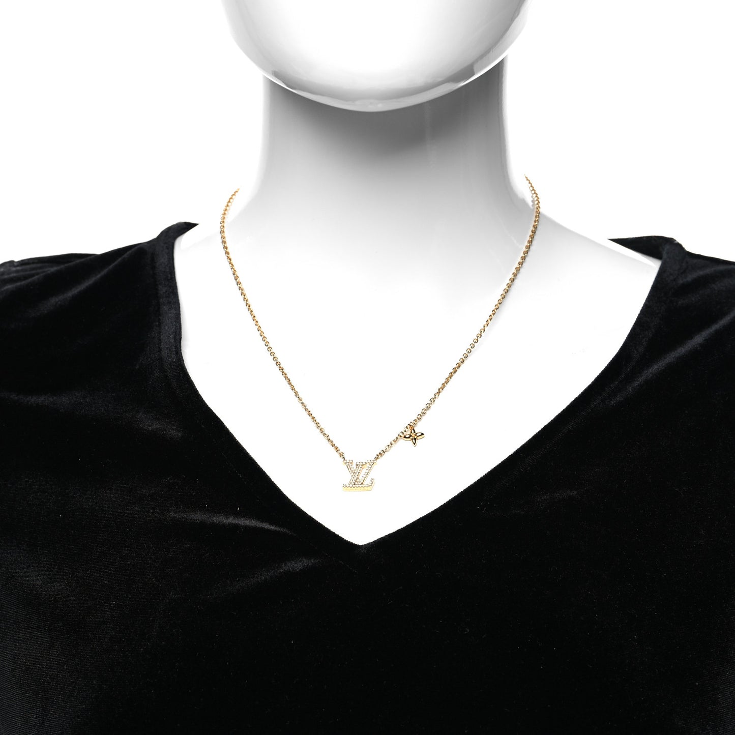 Metal Crystal LV Iconic Necklace Gold