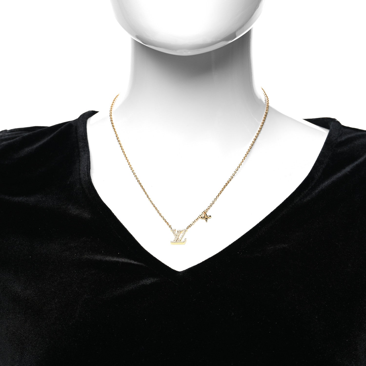 Louis Vuitton Metal Crystal LV Iconic Necklace Gold 2 of 6